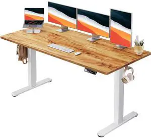 Electric Standing Desk, Whole Piece Desktop, Adjustable Height Computer Desk, 4 Height Memory Settings, Sit Stand Up Desk for Home Office, 60" x 24", Light Vintage Electric Standing Desk, Whole Piece Desktop, Adjustable Height Computer Desk, 4 Height Memory Settings, Sit Stand Up Desk for Home Office, 60" x 24", Light Vintage