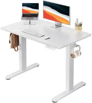 Electric Standing Desk, Whole Piece Desktop, Adjustable Height Computer Desk, 4 Height Memory Settings, Sit Stand Up Desk for Home Office, 40" x 24", White Electric Standing Desk, Whole Piece Desktop, Adjustable Height Computer Desk, 4 Height Memory Settings, Sit Stand Up Desk for Home Office, 40" x 24", White