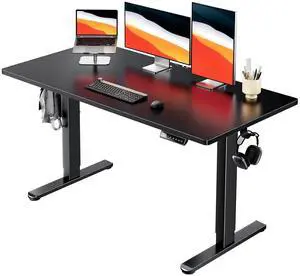 Electric Standing Desk, Whole Piece Desktop, Adjustable Height Computer Desk, 4 Height Memory Settings, Sit Stand Up Desk for Home Office, 55" x 27", Black Electric Standing Desk, Whole Piece Desktop, Adjustable Height Computer Desk, 4 Height Memory Settings, Sit Stand Up Desk for Home Office, 55" x 27", Black