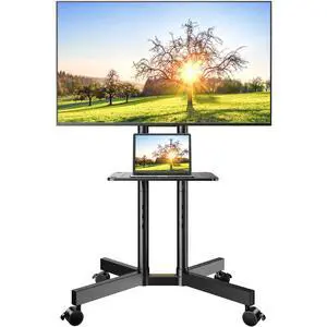 Rolling TV Stand, Mobile TV Stand with Wheels for 32-75 inch TVs, Height Adjustable Mobile TV Cart with -15° to +5° Tilt, Rolling Cart for 4K TV Max VESA 400x400mm up to 88lbs, PGTVMC14 Rolling TV Stand, Mobile TV Stand with Wheels for 32-75 inch TVs, Height Adjustable Mobile TV Cart with -15° to +5° Tilt, Rolling Cart for 4K TV Max VESA 400x400mm up to 88lbs, PGTVMC14