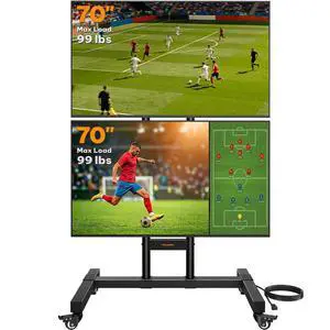 Rolling TV Stand for 3270 Inch Dual Screens, Holds up to 99 lbs Each, Mobile TV Stand with Power Outlet and Lockable Wheels, Tilt & Height Adjustable TV Cart, Max VESA 600x400mm, PGTVC31B Rolling TV Stand for 3270 Inch Dual Screens, Holds up to 99 lbs Each, Mobile TV Stand with Power Outlet and Lockable Wheels, Tilt & Height Adjustable TV Cart, Max VESA 600x400mm, PGTVC31B