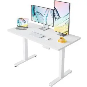 Electric Standing Desk,40" x 24" Height Adjustable Desk, 4 Memory Height Settings, Sit to Stand Up Desk for Home Office, with Headphone Hook, Cable Manager, White Electric Standing Desk,40" x 24" Height Adjustable Desk, 4 Memory Height Settings, Sit to Stand Up Desk for Home Office, with Headphone Hook, Cable Manager, White