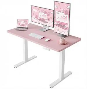 Electric Standing Desk,48" x 24" Height Adjustable Desk, 4 Memory Height Settings, Sit to Stand Up Desk for Home Office, with Headphone Hook, Cable Manager, Pink Electric Standing Desk,48" x 24" Height Adjustable Desk, 4 Memory Height Settings, Sit to Stand Up Desk for Home Office, with Headphone Hook, Cable Manager, Pink