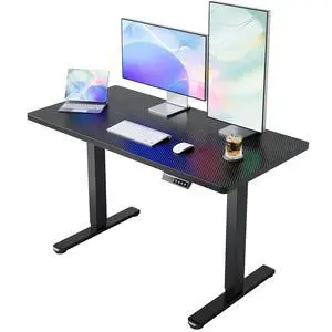 Electric Standing Desk, 55" x 28" Height Adjustable Desk, 4 Memory Height Settings, Sit to Stand Up Desk for Home Office, with Headphone Hook, Cable Manager, Carbon Fiber Black Electric Standing Desk, 55" x 28" Height Adjustable Desk, 4 Memory Height Settings, Sit to Stand Up Desk for Home Office, with Headphone Hook, Cable Manager, Carbon Fiber Black