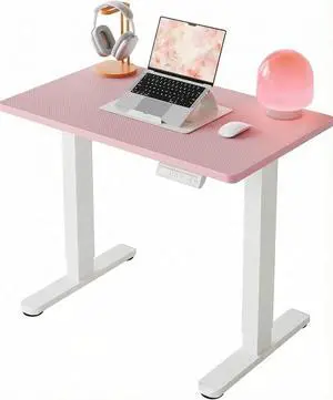 32" Small Electric Standing Desk Adjustable Height, 4 Memory Height Settings, Sit Stand Up Desk for Home Office & Computer Workstation, Pink 32" Small Electric Standing Desk Adjustable Height, 4 Memory Height Settings, Sit Stand Up Desk for Home Office & Computer Workstation, Pink