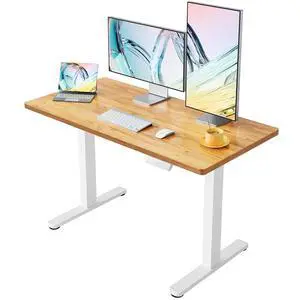 Electric Standing Desk, 63" x 28" Height Adjustable Desk, 4 Memory Height Settings, Sit to Stand Up Desk for Home Office, with Headphone Hook, Cable Manager, Light Vintage Brown Electric Standing Desk, 63" x 28" Height Adjustable Desk, 4 Memory Height Settings, Sit to Stand Up Desk for Home Office, with Headphone Hook, Cable Manager, Light Vintage Brown