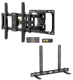 UL-Listed Full Motion TV Wall Mount for 4086 Inch Flat Curved TVs up to 132 lbs PGLF15, Soundbar Mount with Holes/Without Holes up to 13.2 lbs PGSM03B UL-Listed Full Motion TV Wall Mount for 4086 Inch Flat Curved TVs up to 132 lbs PGLF15, Soundbar Mount with Holes/Without Holes up to 13.2 lbs PGSM03B