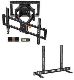 UL Listed Full Motion TV Wall Mount for 42-85 inch TVs up to 132 lbs PGLF8, Soundbar Mount with Holes/Without Holes up to 13.2 lbs PGSM03B UL Listed Full Motion TV Wall Mount for 42-85 inch TVs up to 132 lbs PGLF8, Soundbar Mount with Holes/Without Holes up to 13.2 lbs PGSM03B