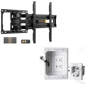 Full Motion TV Mount for 32-65 Inch TVs with Cord Hider for Wall Mount TV with AC Outlets Full Motion TV Mount for 32-65 Inch TVs with Cord Hider for Wall Mount TV with AC Outlets