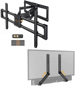 Soundbar Mount with Adjustable Height, Sound bar Mount up to 15 lbs & Extra Large Full Motion TV Wall Mount for 55120 Inch TVs up to 220 lbs PGTVM69B Soundbar Mount with Adjustable Height, Sound bar Mount up to 15 lbs & Extra Large Full Motion TV Wall Mount for 55120 Inch TVs up to 220 lbs PGTVM69B