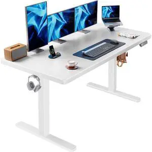 60 x 30 inch Large Standing Desk, Powerful Brushless Motor Large Height Adjustable Table, 4 Memory Preset Stand Up Work Station Sit Stand Desk, Home Office with Thick T-Shaped Frame,White 60 x 30 inch Large Standing Desk, Powerful Brushless Motor Large Height Adjustable Table, 4 Memory Preset Stand Up Work Station Sit Stand Desk, Home Office with Thick T-Shaped Frame,White