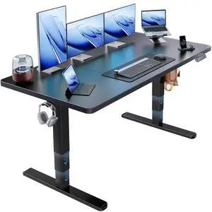 59x30 Inch 3-Stage Legs Electric Standing Desk, Large Height Adjustable Office Desk with Brushless Motor, Stand Up Desk with 4 Memory Presets & 2 Hooks, Computer Desk for Home Office, Black 59x30 Inch 3-Stage Legs Electric Standing Desk, Large Height Adjustable Office Desk with Brushless Motor, Stand Up Desk with 4 Memory Presets & 2 Hooks, Computer Desk for Home Office, Black
