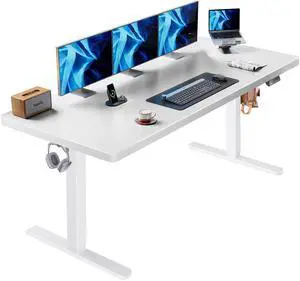 Electric Standing Desk, 71 x 35 inch Large Height Adjustable Table, Powerful Brushless Motor, 4 Memory Preset, Sit Stand Up Desk, Home Office Computer Table with Thick T-Shaped Frame,White Electric Standing Desk, 71 x 35 inch Large Height Adjustable Table, Powerful Brushless Motor, 4 Memory Preset, Sit Stand Up Desk, Home Office Computer Table with Thick T-Shaped Frame,White