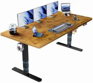 71x35 Inch 3-Stage Legs Electric Standing Desk,Large Height Adjustable Office Desk with Brushless Motor,Stand Up Desk with 4 Memory Presets & 2 Hooks,Computer Desk for Home Office,Vintage Brown 71x35 Inch 3-Stage Legs Electric Standing Desk,Large Height Adjustable Office Desk with Brushless Motor,Stand Up Desk with 4 Memory Presets & 2 Hooks,Computer Desk for Home Office,Vintage Brown