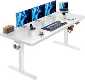 71 x 30 inch White Electric Standing Desk, Large Height Adjustable Table, 4 Memory Preset Sit Stand Up Desk, Powerful Brushless Motor Home Office Computer Table with Thick T-Shaped Frame 71 x 30 inch White Electric Standing Desk, Large Height Adjustable Table, 4 Memory Preset Sit Stand Up Desk, Powerful Brushless Motor Home Office Computer Table with Thick T-Shaped Frame