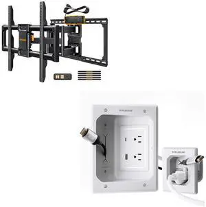 UL-Listed Full Motion TV Wall Mount for 4290 Inch TVs & Perlegear Cord Hider for Wall Mount TV, in-Wall Cable Management Kit UL-Listed Full Motion TV Wall Mount for 4290 Inch TVs & Perlegear Cord Hider for Wall Mount TV, in-Wall Cable Management Kit