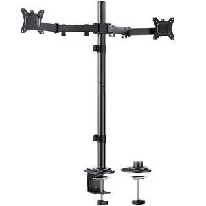 Dual Monitor Stand for 13-32 Inch Screens, Tall Pole Desk Mount,Larger Base, Ideal for Sit-Stand Workstations, 22 lbs per Arm, VESA 75x75/100x100mm, Tilt Swivel Rotation, Cable Management Dual Monitor Stand for 13-32 Inch Screens, Tall Pole Desk Mount,Larger Base, Ideal for Sit-Stand Workstations, 22 lbs per Arm, VESA 75x75/100x100mm, Tilt Swivel Rotation, Cable Management