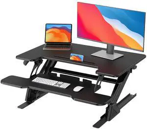 32" Z Shaped Standing Desk Converter with Wide Keyboard Tray, Black | Instant Sit-Stand Convert,Fits Dual Monitors,Dual Gas Spring Lifter,Wobble-Free Z-Steel,Quick Keyboard Install 32" Z Shaped Standing Desk Converter with Wide Keyboard Tray, Black | Instant Sit-Stand Convert,Fits Dual Monitors,Dual Gas Spring Lifter,Wobble-Free Z-Steel,Quick Keyboard Install