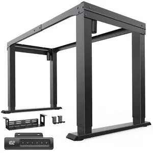 4 Legs Standing Desk Frame, Dual Motor Height Adjustable Electric Sit Stand Desk Frame for Home & Office, Heavy Duty Steel, Memory Controller, Frame Only, Black 4 Legs Standing Desk Frame, Dual Motor Height Adjustable Electric Sit Stand Desk Frame for Home & Office, Heavy Duty Steel, Memory Controller, Frame Only, Black