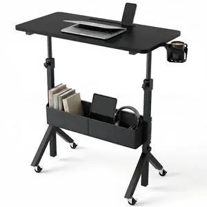 Portable Standing Desk Adjustable Height, Mobile Stand Up Desk for Walking Pad and Treadmill, Rolling Computer Table with Wheels, 31.5"x15.75" Height 28.7"-46.1", Black Portable Standing Desk Adjustable Height, Mobile Stand Up Desk for Walking Pad and Treadmill, Rolling Computer Table with Wheels, 31.5"x15.75" Height 28.7"-46.1", Black