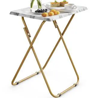 Folding TV Tray Table -Stable Tray Table with No Assembly Required, TV Dinner Tray for Eating, Foldable Snack Tables for Bed & Sofa (Marbling) Folding TV Tray Table -Stable Tray Table with No Assembly Required, TV Dinner Tray for Eating, Foldable Snack Tables for Bed & Sofa (Marbling)