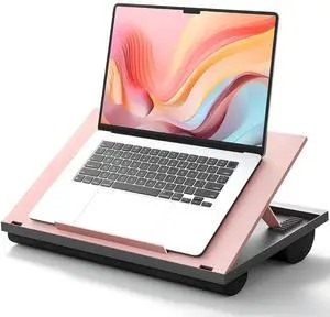 Adjustable Lap Desk - with 8 Adjustable Angles & Dual Cushions Laptop Stand for Car Laptop Desk, Work Table, Lap Writing Board & Drawing Desk on Sofa or Bed, Pink Adjustable Lap Desk - with 8 Adjustable Angles & Dual Cushions Laptop Stand for Car Laptop Desk, Work Table, Lap Writing Board & Drawing Desk on Sofa or Bed, Pink