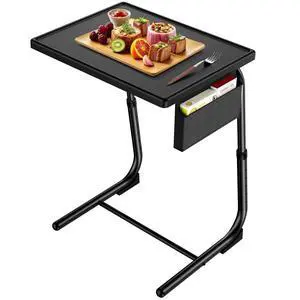 TV Tray, Adjustable TV Dinner Tray Table, 20.5 x 15.4 inch Folding Tray Table with Storage Pocket, 6 Height Settings, 3 Angle Adjustments, Comfortable Tray Tables for Bed & Sofa, HNTT04B TV Tray, Adjustable TV Dinner Tray Table, 20.5 x 15.4 inch Folding Tray Table with Storage Pocket, 6 Height Settings, 3 Angle Adjustments, Comfortable Tray Tables for Bed & Sofa, HNTT04B