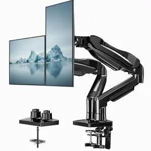 FlowLift Dual Monitor Stand, Fully Adjustable Gaming Monitor Desk Mount for 1330 Computer Screens, Full Motion VESA 75x75/100x100 with C-Clamp & Grommet Base, Each Arm Holds 4.4 to 19.8 lbs FlowLift Dual Monitor Stand, Fully Adjustable Gaming Monitor Desk Mount for 1330 Computer Screens, Full Motion VESA 75x75/100x100 with C-Clamp & Grommet Base, Each Arm Holds 4.4 to 19.8 lbs