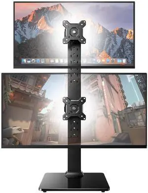 Dual Monitor Stand for 13 to 34 Inch, Max Load 44 lbs, Vertical Monitor Mount, Freestanding Monitor Riser with Swivel, Tilt, Rotation, 13 Height Settings, Max VESA 100x100 Dual Monitor Stand for 13 to 34 Inch, Max Load 44 lbs, Vertical Monitor Mount, Freestanding Monitor Riser with Swivel, Tilt, Rotation, 13 Height Settings, Max VESA 100x100