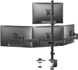 4 Monitor Mount for 13-27 Inch Screens, Fully Adjustable Heavy Duty Monitor Desk Mount for 4 Screens with Swivel, Tilt, Rotation, Larger C-Clamp & Grommet Base, Each Arm Holds up to 22 lbs 4 Monitor Mount for 13-27 Inch Screens, Fully Adjustable Heavy Duty Monitor Desk Mount for 4 Screens with Swivel, Tilt, Rotation, Larger C-Clamp & Grommet Base, Each Arm Holds up to 22 lbs