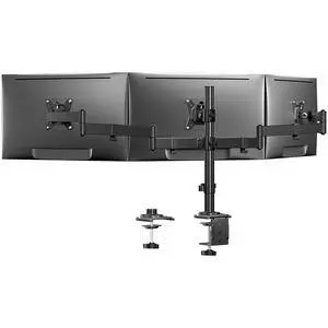 Triple Monitor Mount for 13-27 Inch Screens | 55% Larger Base, Thicker Steel, Tilt, Swivel, Rotation, Holds up to 22 lbs, VESA 75x75/ 100x100mm, C-Clamp and Grommet Base Triple Monitor Mount for 13-27 Inch Screens | 55% Larger Base, Thicker Steel, Tilt, Swivel, Rotation, Holds up to 22 lbs, VESA 75x75/ 100x100mm, C-Clamp and Grommet Base