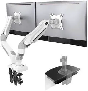 Dual Monitor Stand - Full Adjustable Monitor Desk Mount Swivel Vesa Bracket with C Clamp,Steel Monitor Mount Reinforcement Plate for Thin, Glass and Other Fragile Tabletop Dual Monitor Stand - Full Adjustable Monitor Desk Mount Swivel Vesa Bracket with C Clamp,Steel Monitor Mount Reinforcement Plate for Thin, Glass and Other Fragile Tabletop