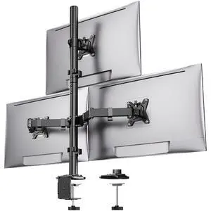 Triple Monitor Mount for 13-32 Inch Monitors, Holds 22 lbs per Arm | Larger Base, 3-Screen Layout, VESA 75x75/100x100mm, Stacked Layout, Tilt Swivel Rotation, Cable Management, Saves Desk Space Triple Monitor Mount for 13-32 Inch Monitors, Holds 22 lbs per Arm | Larger Base, 3-Screen Layout, VESA 75x75/100x100mm, Stacked Layout, Tilt Swivel Rotation, Cable Management, Saves Desk Space