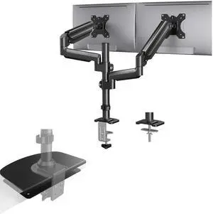 Dual Monitor Mount up to 32 inches Screens, HUANUO Steel Monitor Mount Reinforcement Plate for Thin, Glass and Other Fragile Tabletop Dual Monitor Mount up to 32 inches Screens, HUANUO Steel Monitor Mount Reinforcement Plate for Thin, Glass and Other Fragile Tabletop