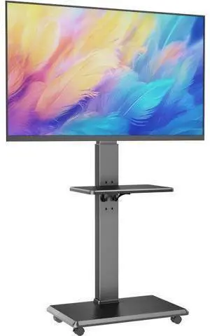 Rolling TV Stand, Mobile TV Cart for 32-75 Inch TVs up to 110 lbs, 18 Adjustable Heights, TV Floor Stand with Swivel Mount & Shelf, Max VESA 600x400mm, TV Stand on Wheels for Bedroom, Office, Outdoor Rolling TV Stand, Mobile TV Cart for 32-75 Inch TVs up to 110 lbs, 18 Adjustable Heights, TV Floor Stand with Swivel Mount & Shelf, Max VESA 600x400mm, TV Stand on Wheels for Bedroom, Office, Outdoor