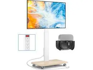 Rfiver Sleek Rolling TV Stand with Power Outlet for Home Decor, Height Adjustable Portable TV Stand on Wheels for 32-70 Inch TVs, Strong Tall Mobile TV Cart with Mount Up to 88 lbs, White Rfiver Sleek Rolling TV Stand with Power Outlet for Home Decor, Height Adjustable Portable TV Stand on Wheels for 32-70 Inch TVs, Strong Tall Mobile TV Cart with Mount Up to 88 lbs, White