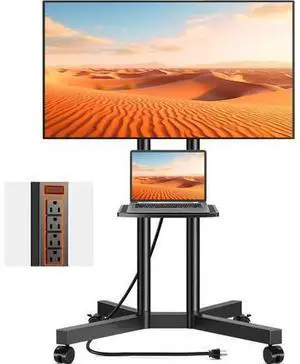 TVON Rolling TV Stand with Power Outlet for 32-75 Inch LCD LED OLED Flat Curved Screen TVs up to 88 lbs, Portable TV Stand on Wheels and Height Adjustment Max VESA 400x400mm TVON Rolling TV Stand with Power Outlet for 32-75 Inch LCD LED OLED Flat Curved Screen TVs up to 88 lbs, Portable TV Stand on Wheels and Height Adjustment Max VESA 400x400mm