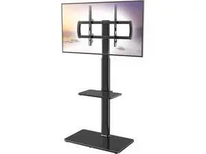 Universal Floor TV Stand with Mount 80 Degree Swivel Height Adjustable and Space Saving Design for Most 27 to 65 inch LCD, LED OLED TVs, 2 Shelves Perfect for Corner & Bedroom HT2002B Universal Floor TV Stand with Mount 80 Degree Swivel Height Adjustable and Space Saving Design for Most 27 to 65 inch LCD, LED OLED TVs, 2 Shelves Perfect for Corner & Bedroom HT2002B