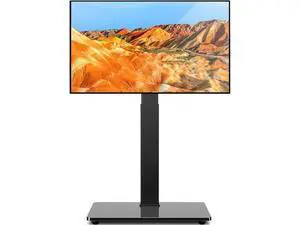TAVR Universal Floor TV Stand Base for 32-75 Inch TVs up to 110 Lbs with Swivel Height Adjustable Mount, Black Tempered Glass Base for Media Storage and Space Saving TAVR Universal Floor TV Stand Base for 32-75 Inch TVs up to 110 Lbs with Swivel Height Adjustable Mount, Black Tempered Glass Base for Media Storage and Space Saving
