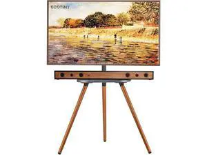 Tripod Easel TV Stand for 43 to 65 Inch LCD LED OLED Screen, Height Adjustable and Swievel TV Stand, Portable Corner TV Floor Stand with Wooden Tray, VESA 400x400mm, Minimalist Black Walnut Tripod Easel TV Stand for 43 to 65 Inch LCD LED OLED Screen, Height Adjustable and Swievel TV Stand, Portable Corner TV Floor Stand with Wooden Tray, VESA 400x400mm, Minimalist Black Walnut