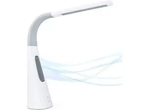 Turcom LED Desk Lamp with Fan, Cool Breeze Lamp with Bladeless Fan with Adjustable Neck, 3 Speeds and 5 Brightness Levels, White Turcom LED Desk Lamp with Fan, Cool Breeze Lamp with Bladeless Fan with Adjustable Neck, 3 Speeds and 5 Brightness Levels, White