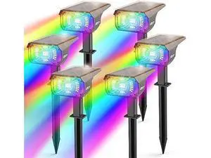 Color Solar Lights Outdoor Waterproof Spotlights with 9 Light Modes, Color Changing Solar Outdoor Lights for Decorate Festivals, Colored Solar Spot Lights Auto On/Off, RGBW 6 Pack Color Solar Lights Outdoor Waterproof Spotlights with 9 Light Modes, Color Changing Solar Outdoor Lights for Decorate Festivals, Colored Solar Spot Lights Auto On/Off, RGBW 6 Pack