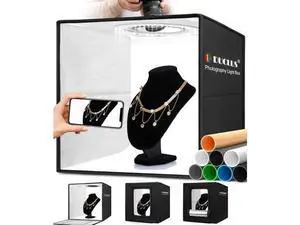 DUCLUS Light Box Photography, 16x16 Inch Photo Light Box with 160 Dimmable LED Lights (CRI 97+), 6 PVC & 2 Paper Backdrops, Portable Studio Box for Product Photography: Jewelry, Food, Shoes DUCLUS Light Box Photography, 16x16 Inch Photo Light Box with 160 Dimmable LED Lights (CRI 97+), 6 PVC & 2 Paper Backdrops, Portable Studio Box for Product Photography: Jewelry, Food, Shoes