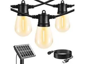 SUNTHIN 100ft Solar String Light Outdoor, USB Rechargeable Patio Solar Outdoor Lights with Waterproof & Shatterproof 30 LED Bulbs for Backyard, Porch, Garden, Pool, Party, Camping SUNTHIN 100ft Solar String Light Outdoor, USB Rechargeable Patio Solar Outdoor Lights with Waterproof & Shatterproof 30 LED Bulbs for Backyard, Porch, Garden, Pool, Party, Camping