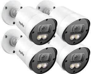 SANNCE Full Color Night Vision Security Camera, 4pcs 1080P TVI Wired CCTV Surveillance Camera for Home, Indoor Outdoor Use, Built-in 3500K Smart Warm Spotlight LED, 4 Cameras with Adapter & Cables SANNCE Full Color Night Vision Security Camera, 4pcs 1080P TVI Wired CCTV Surveillance Camera for Home, Indoor Outdoor Use, Built-in 3500K Smart Warm Spotlight LED, 4 Cameras with Adapter & Cables