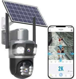 SANSCO 2K 4MP Dual-Lens Solar Security Camera Wireless Outdoor, Battery Powered PTZ Camera for Home Security, Color Night Vision, 2-Way Audio, PIR Motion Detection, Humanoid Auto Tracking SANSCO 2K 4MP Dual-Lens Solar Security Camera Wireless Outdoor, Battery Powered PTZ Camera for Home Security, Color Night Vision, 2-Way Audio, PIR Motion Detection, Humanoid Auto Tracking