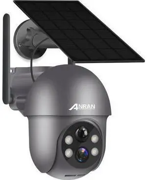 ANRAN Security Camera Wireless Outdoor with 360° View, 2K Solar Outdoor Camera with Smart Siren, Spotlights, Color Night Vision, PIR Human Detection, Pan Tilt Control, 2-Way Talk, IP65, Q1 Grey ANRAN Security Camera Wireless Outdoor with 360° View, 2K Solar Outdoor Camera with Smart Siren, Spotlights, Color Night Vision, PIR Human Detection, Pan Tilt Control, 2-Way Talk, IP65, Q1 Grey