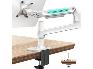 Single Monitor Arm Desk Mount, Holds Screens up to 40 Inches and 25 lbs, Fully Adjustable Vesa Monitor Mount with C-Clamp and Grommet Base, Aluminum, White Single Monitor Arm Desk Mount, Holds Screens up to 40 Inches and 25 lbs, Fully Adjustable Vesa Monitor Mount with C-Clamp and Grommet Base, Aluminum, White