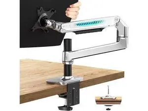 Single Monitor Arm Desk Mount, Holds Screens up to 40 Inches and 25 lbs, Fully Adjustable Vesa Monitor Mount with C-Clamp and Grommet Base, Aluminum, Silver Single Monitor Arm Desk Mount, Holds Screens up to 40 Inches and 25 lbs, Fully Adjustable Vesa Monitor Mount with C-Clamp and Grommet Base, Aluminum, Silver
