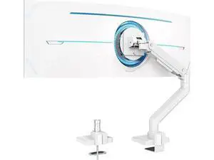 Premium Heavy Duty Monitor Arm for 17 to 49 inch Screens up to 44lbs, Fully Adjustable Ultrawide Single Clamp-on Desk Mount Stand, VESA 75x75/100x100mm (White) Premium Heavy Duty Monitor Arm for 17 to 49 inch Screens up to 44lbs, Fully Adjustable Ultrawide Single Clamp-on Desk Mount Stand, VESA 75x75/100x100mm (White)